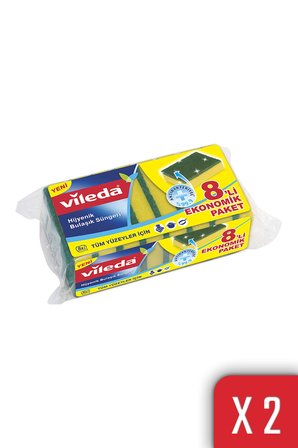 Vileda 2 Paket 8 li Yeşil Klasik Düz Sünger