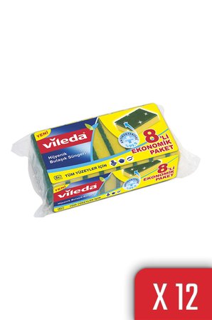 Vileda 12 Paket 8 li Yeşil Klasik Düz Sünger