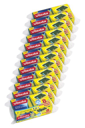 Vileda 12 Paket 8 li Yeşil Klasik Düz Sünger