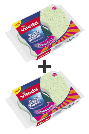 Vileda 2 Paket 2 li Parlak Konfor Oluklu Bulaşık Süngeri