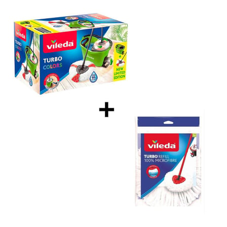 Vileda Turbo Colors 2in1 Temizlik Seti + Classic Üçgen Turbo Paspas