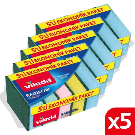 Vileda 5 Paket 5 li Rainbow Bulaşık Süngeri