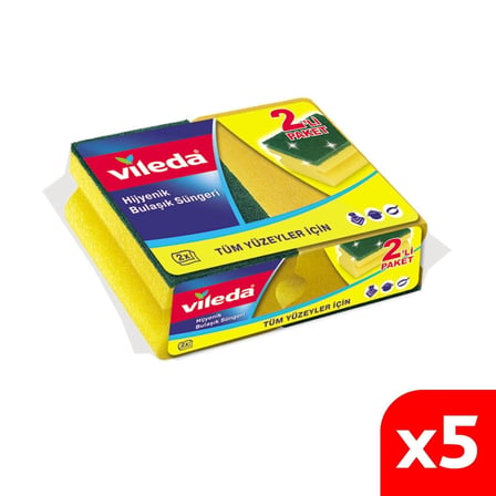 Vileda 5 Paket 2 li Yeşil Klasik Düz Sünger
