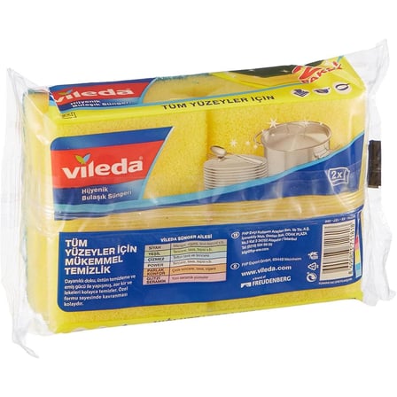 Vileda 5 Paket 2 li Yeşil Klasik Düz Sünger