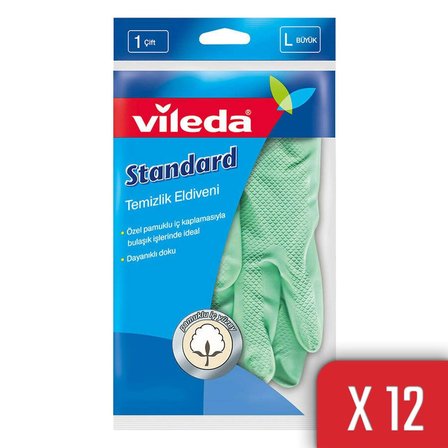Vileda 12 Paket Standart Büyük Boy Bulaşık Eldiven