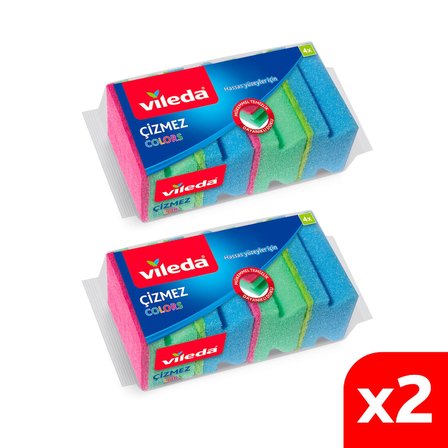 Vileda 2 Paket 4 lü Colors Çizmez Bulaşık Süngeri