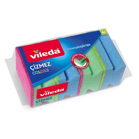 Vileda 2 Paket 4 lü Colors Çizmez Bulaşık Süngeri