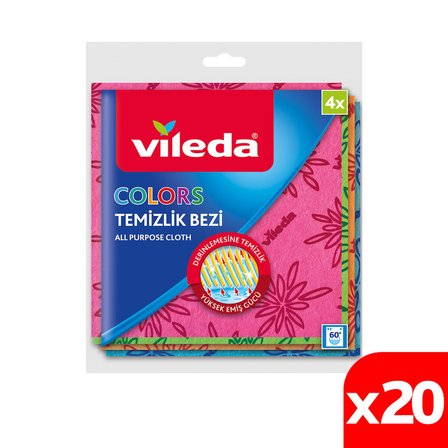 Vileda 20 Paket 4 lü Colors Renkli Mutfak Bezi