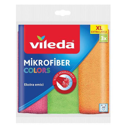 Vileda 3 lü Mikrofiber Colors XL 36x38 Temizlik Bezi