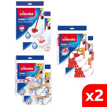 Vileda Turbo Temizlik Seti 6 lı Mikrofiber Yedek Paspas Paketi (Klasik + 2in1 + 3in1)