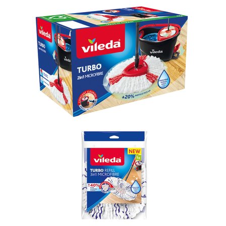Vileda Turbo 2in1 Yeni Pedallı Temizlik Seti + 2 Paket Vileda Turbo Deep Clean Paspas