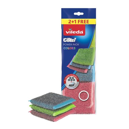 Vileda 3 lü Power Inox COLORS Çelik Bulaşık Sünger