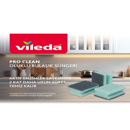 Vileda 12 Paket 3'lü Pro Clean Oluklu Bulaşık Süngeri 