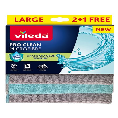 Vileda 3'lü Pro Clean Enzim Teknolojili Mikrofiber Temizlik Bezi 