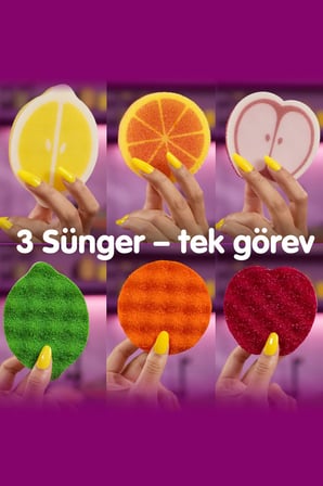 Vileda Punch Elma - Limon - Portakal Kokulu Çizmez Sünger 3 Adet