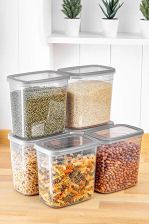  Practical 6'lı 2000 ML Dikdörtgen Erzak ve Bakliyat Saklama kabı seti (Etiket Hediyeli)