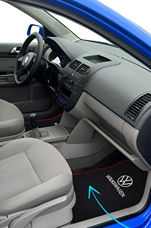 Volkswagen Nakış İşlemeli 5 Parça Araç Oto Halı Paspas | Volkswagen Siyah Polar Oto Boyun Yastığı