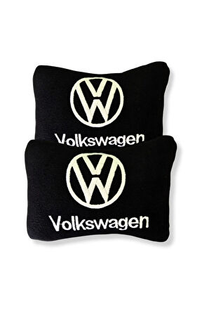Volkswagen Nakış İşlemeli 5 Parça Araç Oto Halı Paspas | Volkswagen Siyah Polar Oto Boyun Yastığı