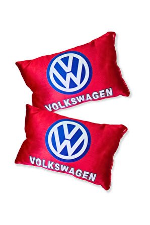 Volkswagen Uyumlu Dijital Baskılı Kırmızı Araç Seyahat Boyun Yastık | 2'li Set