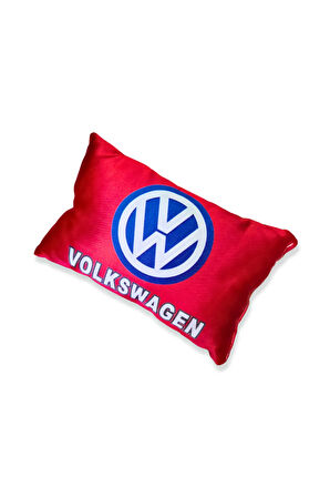 Volkswagen Uyumlu Dijital Baskılı Kırmızı Araç Seyahat Boyun Yastık | 2'li Set