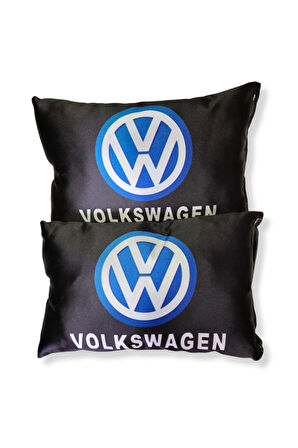 Volkswagen Uyumlu Dijital Baskılı Siyah Araç Seyahat Boyun Yastık | 2'li Set