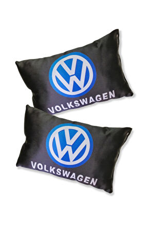 Volkswagen Dijital Baskılı Siyah Araç Seyahat Boyun Yastık 2'li Set | Volkswagen Emniyet Kemer Ped