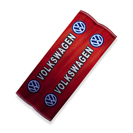 Volkswagen uyumlu Dijital Baskılı Kırmızı Emniyet Kemer Pedi 2'Li Set