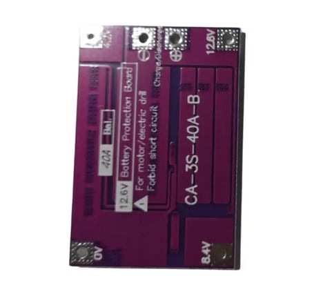 3S 40A Balanslı Lityum-İyon BMS Kartı (Mor PCB)