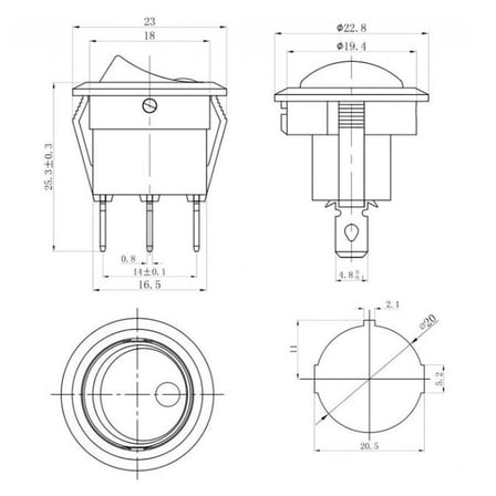 IC-132A Yuvarlak Nokta Işık Anahtar On-Off 3P 12V Beyaz