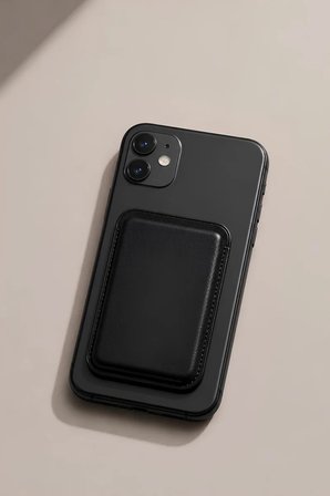iPhone 12 Premium  Hakiki Deri Cüzdan Magsafe Noir Siyah