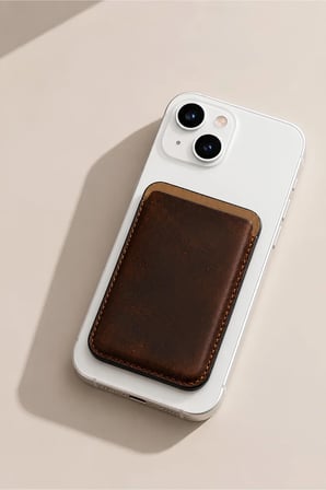 iPhone 14 Premium  Hakiki Deri Cüzdan Magsafe Vintage Kahverengi