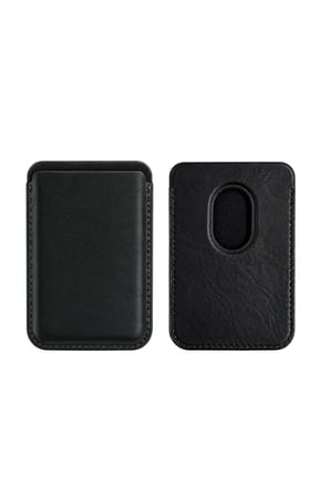 iPhone 15 Plus Premium  Hakiki Deri Cüzdan Magsafe Noir Siyah