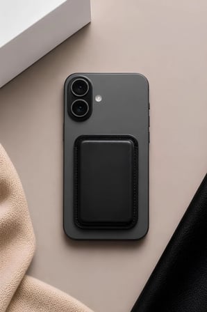 iPhone 16 Plus Premium  Hakiki Deri Cüzdan Magsafe Noir Siyah