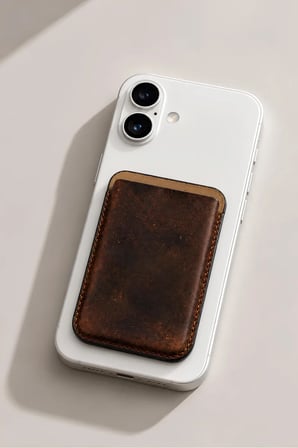 iPhone 17 Premium  Hakiki Deri Cüzdan Magsafe Vintage Kahverengi