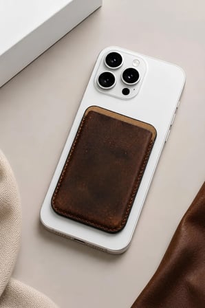 iPhone 15 Pro Premium  Hakiki Deri Cüzdan Magsafe Vintage Kahverengi