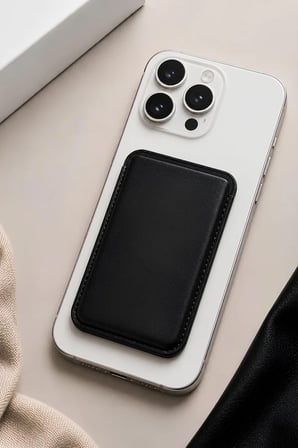 iPhone 13 Pro Max Premium  Hakiki Deri Cüzdan Magsafe Noir Siyah