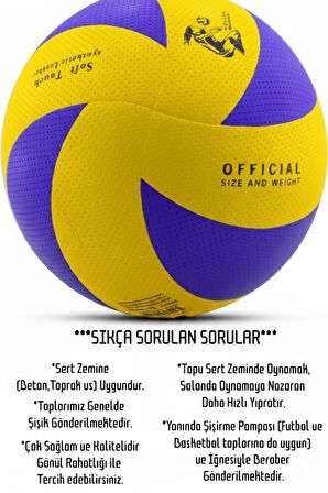 Yapıştırma Voleybol Topu Pompalı Set Soft Touch İç-Dış Mekan Uygun 8 Panel Mavi 280 Gram.