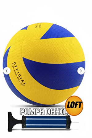 Yapıştırma Voleybol Topu Pompalı Set Soft Touch İç-Dış Mekan Uygun 8 Panel Mavi 280 Gram.
