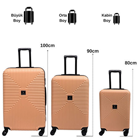ANHELO Bowtie ABS Küçük (Kabin), Orta ve Büyük Boy 3'lü Valiz Seti
