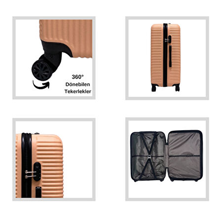ANHELO Bowtie ABS Küçük (Kabin), Orta ve Büyük Boy 3'lü Valiz Seti