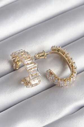 Pirinç Gümüş Renk Halka Model Kadın Küpe