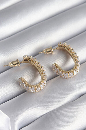 Pirinç Gümüş Renk Halka Model Kadın Küpe