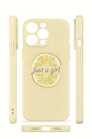 iPhone 12 Pro Vorian İnce Kamera Korumalı Mika Kılıf Just A Girl Lemon