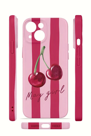 iPhone 13 Vorian İnce Kamera Korumalı Mika Kılıf Cherry Girl