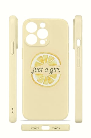 iPhone 13 Pro Vorian İnce Kamera Korumalı Mika Kılıf Just A Girl Lemon