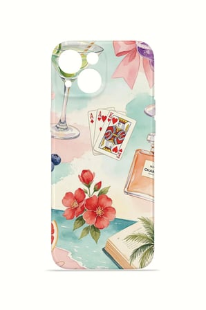 iPhone 14 Vorian İnce Kamera Korumalı Mika Kılıf Mediterranean Holiday Collage