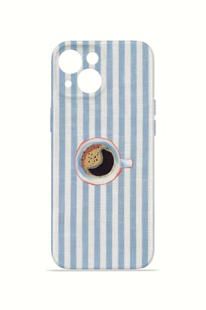iPhone 14 Plus Vorian İnce Kamera Korumalı Mika Kılıf Morning Coffee Stripe