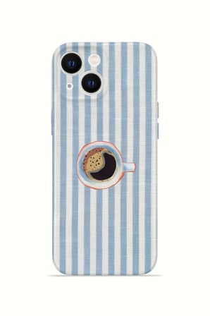 iPhone 14 Plus Vorian İnce Kamera Korumalı Mika Kılıf Morning Coffee Stripe