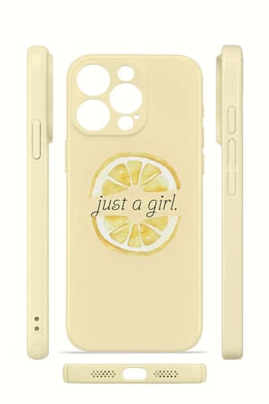 iPhone 15 Pro Vorian İnce Kamera Korumalı Mika Kılıf Just A Girl Lemon