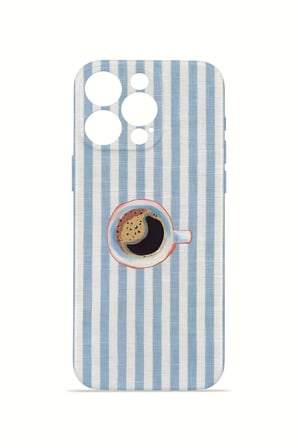 iPhone 15 Pro Vorian İnce Kamera Korumalı Mika Kılıf Morning Coffee Stripe